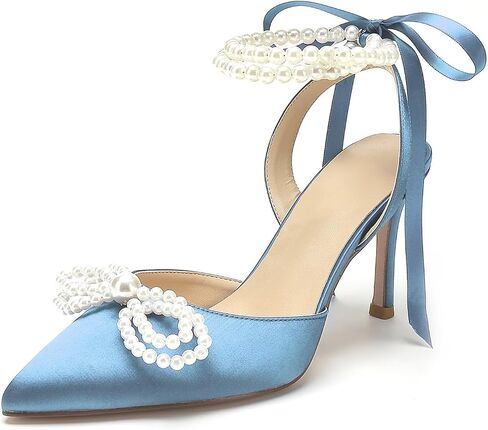 Pearl Heels Wedding Shoes for Bride Bow Wedding Heels Bridal Shoes in Kuwait