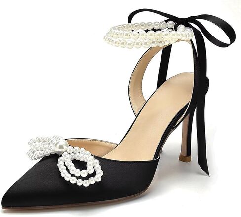 Pearl Heels Wedding Shoes for Bride Bow Wedding Heels Bridal Shoes in Kuwait