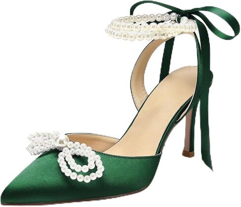 Pearl Heels Wedding Shoes for Bride Bow Wedding Heels Bridal Shoes in Kuwait