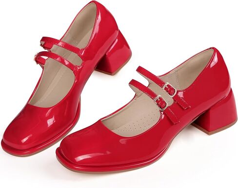 Allegra K Women's Square Toe Ankle Strap Block Heels Mary Janes Pumps Shoes in Saudi Arabia