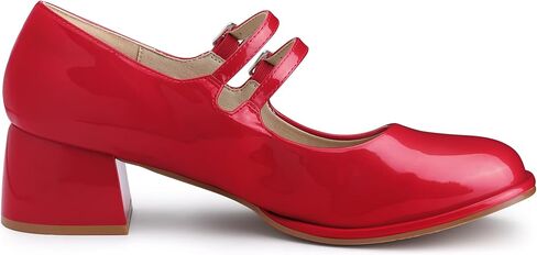 Allegra K Women's Square Toe Ankle Strap Block Heels Mary Janes Pumps Shoes in Saudi Arabia