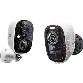 DCT Security Cameras Wireless Outdoor: WiFi Battery Cameras for Home Outside 2K Color Night Vision Motion Detection Surveillance Cameras Two-Way Audio Siren Alarm Spotlight(White)
