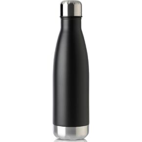 MEWAY 17oz Sport Water Bottle 12 Pack Vacuum Insulated Stainless Steel Sport Water Bottle Leak-Proof Double Wall Cola Shape Water Bottle,Keep Drinks Hot & Cold (Black,12 Pack)