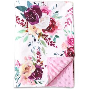 DILIMI Baby Blanket, Soft Warm Baby Blanket for Girl and Boy, Toddler Baby Newborn Plush Dot Security Blanket for Nursery Stroller Infant Crib Blanket Unisex (40×30 in), Purple Flower