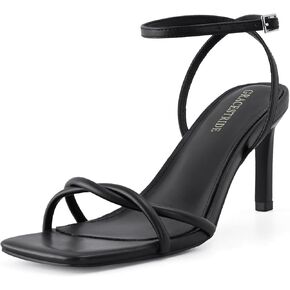 Women’s Heeled Sandals Strappy Stilettos Square Open Toe Heels Ankle Strap Comfort Dress Wedding Party Shoes