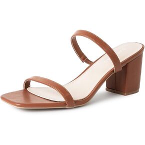 J. Adams Stormi Heeled Sandals Women Dressy Summer Flat Mules- Square Toe Double Band Low Block Heel Sandals - Chunky Sandals for Women - Summer Sandals, Womens Dress Sandals, Women's Heeled Sandals