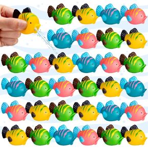 40 Pcs Large Mouth Fish Squirts Toys Fish Bath Toys Bath Squeeze Squirter Toys Mini Baby Bath Tub Toys Water Play Toys