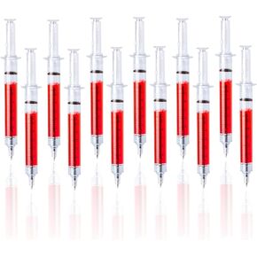 Red Syringe Pens - Fun & Retractable BallPoint with Black Ink - Smooth Writing, Comfortable Grip & Lightweight Novelty Pens - Perfect for Nurses, Doctors & Healthcare Professionals | 12PCS