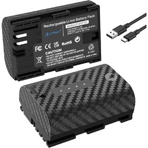 Artman 2750mAh LP-E6P Battery 2-Pack, Type-C Fast Charging,Touch Power Display, for Canon EOS R R5 R5 II R6 R6 II R7 5D II III IV 5DS R 6D 6D II 7D 7D II 60D 60Da 70D 80D 90D Cameras (Brown)