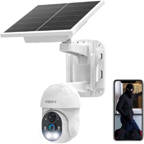 Solar Security Cameras Wireless Outdoor,2.4 GHz WiFi Security Cameras Wireless Outdoor,Integrated Installation Solar Panel Camera,10000mAH Battery Camera,Motion Detection,Two Way Audio (P6)