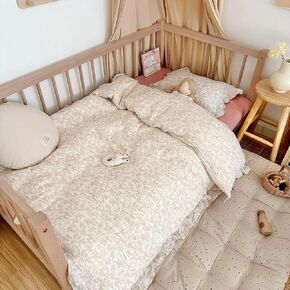 AOJIM Muslin Cotton Duvet Cover Set 2pcs for Toddler and Kids, 1 Duvet Cover and 1 Pillowcase, Forest Themed Pattern