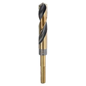 HARFINGTON Twist Drill Bit 13/32“ Dia High-Speed Steel 6542 Reduced Shank 6" Overall Length with Gold Polished Surface for Drilling Hard Metals, Stainless Steel, Alloy Steel