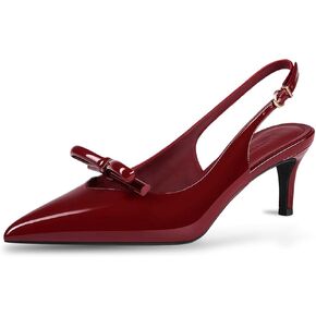 baobeijiadao Womens Slingback Kitten Heels Pointed Toe Bow Knot Pumps Closed Toe Heeled Sandals Slip On Dress Shoes for Women