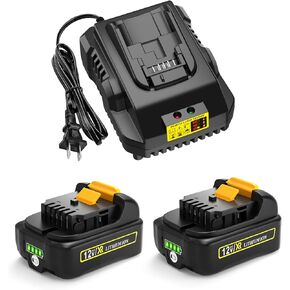 12V Battery 3000mAh Replacement for Dewalt Battery 12V 2Packs with 12v/20v DCB112 Charger Combo Black