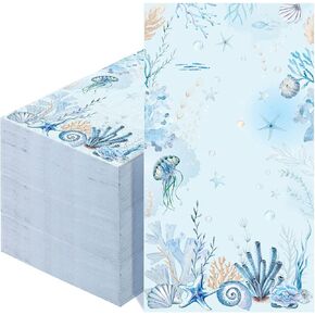 Yeaqee 100 Pcs Summer Napkins Tropical Ocean Paper Guest Towels 2 Ply Decorative Napkins Disposable Bathroom Napkins Beach Disposable Hand Towel for Kitchen Summer Party Wedding Dinner (Ocean)