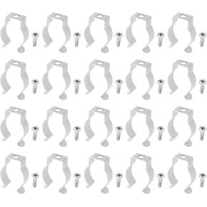 20pcs T8 Stainless Steel Thickened Stainless Steel Pipe Clamp U Clips Holder Bracket for LED Light Tube, LED Fluorescent Tube Mounting Accessories