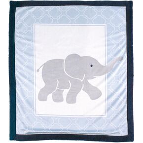 Luvable Friends Unisex Baby Plush Blanket with Sherpa Back, Blue Elephant, One Size