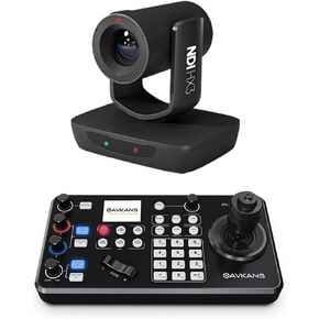 AVKANS LV20N AI Auto Tracking PTZ Camera Bundle Kits, 1 pcs 20X NDI PTZ Camera and 1 pcs Super PTZ Joystick Controller for Worship Live Streaming
