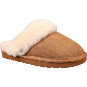 Lamo Women's Lia Scuff Slippers for Women - Premium Suede Upper, Sheepskin Cuff, Faux Fur Lining, Ortholite Foam Footbed with Australian Sheepskin, Rubberlon Outsole - Comfortable, and Stylish
