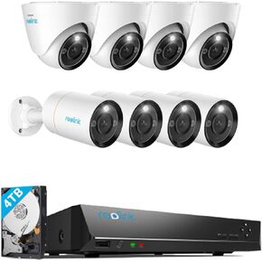 REOLINK 12MP PoE IP Camera Outdoor, Bullet & Dome Surveillance Cameras for Home Security, Human/Vehicle/Pet Detection 700lm Color Night Vision 4XRLC-1212A Bundle 4XRLC-1224A 1x16Ch NVR 4TB HDD