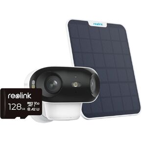REOLINK Argus 4 + 6W Solar Panel & SD Card (128GB) - 4K Security Cameras Wireless Outdoor, 180° Blindspot-Free View, Spotlight Color Night Vision, Dual-Band Wi-Fi 6, Smart AI Detection, No Extra Fee
