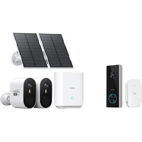 AOSU SolarCam Pro System 2-Kit + 2K Doorbell Camera - No Monthly Fee