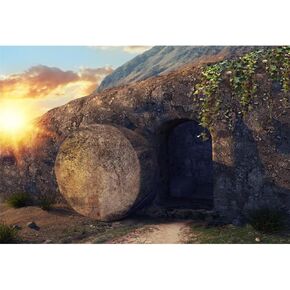 Leowefowa 10x8ft Resurrection of Jesus Backdrop Sunrise Jesus Tomb Remote Holy Light Vinyl Easter Background Rebirth of Jesus Bible Story Church Sanctuary Decor Christian Backdrop Church Mural…