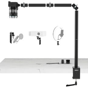 SIRUI 40" Overhead Desktop Mount w C-clamp, Heavy Duty Articulating Arm Camera Desk Mount, Flexible Magic Arm w Dual Ball Head, Boom Arm for Action Camera Ring Light Microphone Webcam Phone, AM-DK01