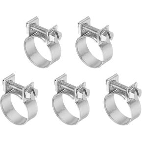 PATIKIL 5 Pcs 26-28mm Mini Fuel Injection Hose Clamps Stainless Steel Adjustable Clamp