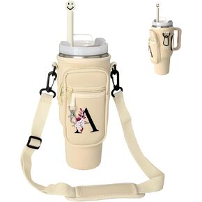 Water Bottle Holder with Adjustable Strap Compatible for Stanley 40oz Tumbler with Handle for Stanley Cup Accessories