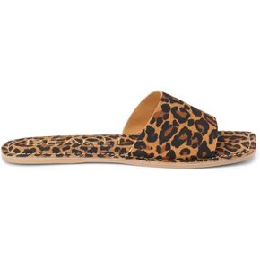 BEACH by Matisse Womens Bali Leopard Print Slide Flat Casual Sandals Casual - Brown