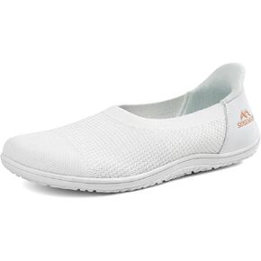 Sosenfer Women’s Ballet Flats Slip On Wide Toe Box Knit Flat Shoes Comfortable Round Toe Dress Shoes with Zero Drop Sole