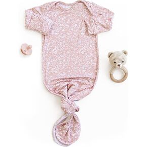 Baby Gown – Super Soft Knotted Gown with Bottom Tie and Hand Mittens – For Baby Boys and Girls, Infant, Newborn