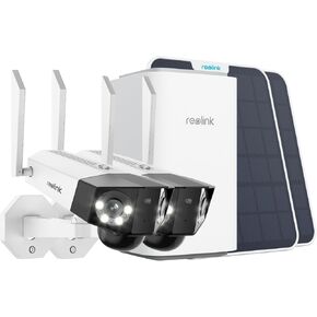 REOLINK Home Hub with 2X Duo 2+6W Solar Panel - 4K 8MP Dual Lens Wireless Outdoor Security Cameras with 180° View, 64GB microSD Card Included, 2.4/5GHz WiFi, Encrypted Local Storage