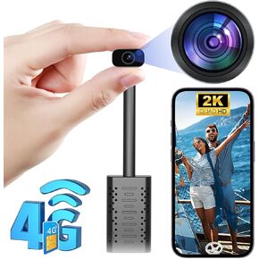 4G Cellular USB Camera,Smaller Wireless WiFi Camera with SIM Card,No Wi-Fi Needed,FHD 2K Portable Mini Camera with App Live Streaming,Motion Detection,Night Vision,Cloud Storage for iOS/Android APP
