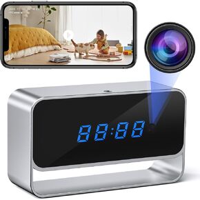 WiFi Hidden Camera Clock, FHD 1080P Wireless Spy Camera, Nanny Cam with Night Vision for Indoor Home Office Security