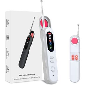 Hidden Camera Detectors for Travel: 5-in-1 Portable RF Scanner Bug Finder Anti Spy Detector for Car GPS Tracker - New Gadgets for Hotel Room Security (White)