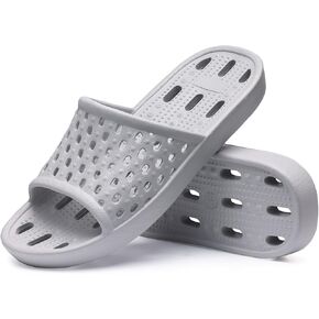 Litfun Shower Shoes for Women Non-Slip Quick Dry Shower Slippers Lightweight Pool Sandals with Drain Holes for College Dorm, Beach, Bathroom & Gym, Grey 38