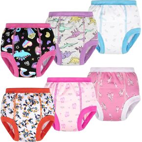 BIG ELEPHANT 6-Pack Potty Training Pants – 100% Cotton Absorbent Toddler Underwear for Boys and Girls (12M-10Y)
