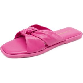 FUNKYMONKEY Women's Flat Sandals Square Open Toe Summer Casual Dress Women's Slide Shoes