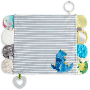 DEMDACO Dinosaur Baby Blue 17 x 11.5 Inch Polyester Childrens Plush Activity Blankie