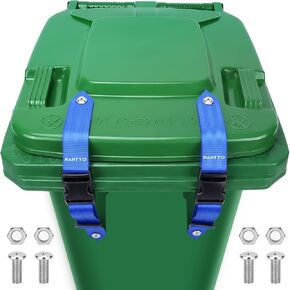 Trash Can Locks for Animals 4PCS, Universal Garbage Can Lock, Nylon Bear Proof Trash Bin Lid Lock, Adjustable and Easy to Install, Heavy-Duty Garbage Can Strap for Outdoor Trash Can