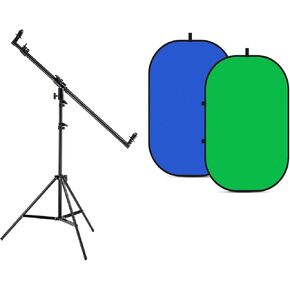 5x6.6ft/1.5×2m Chromakey Backdrop with Extendable Reflector Holder Arm