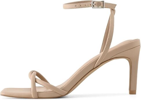Women’s Heeled Sandals Strappy Stilettos Square Open Toe Heels Ankle Strap Comfort Dress Wedding Party Shoes in Saudi Arabia