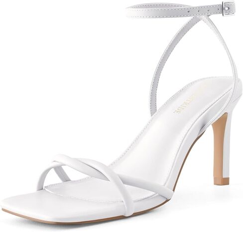 Women’s Heeled Sandals Strappy Stilettos Square Open Toe Heels Ankle Strap Comfort Dress Wedding Party Shoes in Saudi Arabia