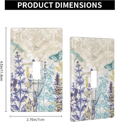Vintage Flower Dragonfly Butterfly Single Toggle Light Switch Plates And Outlet Covers Decorative Electrical Wall Plate Receptacle Switchplate Decorate Plug Cover For Bathroom 4.5 * 2.76 Inch in Kuwait