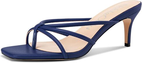 NobleOnly Womens Strappy Kitten Heels Square Open Toe Thong Heels Flip Flop Heels Dress Prom Slip-on Mule Heels 2.6 Inches Heels in Saudi Arabia