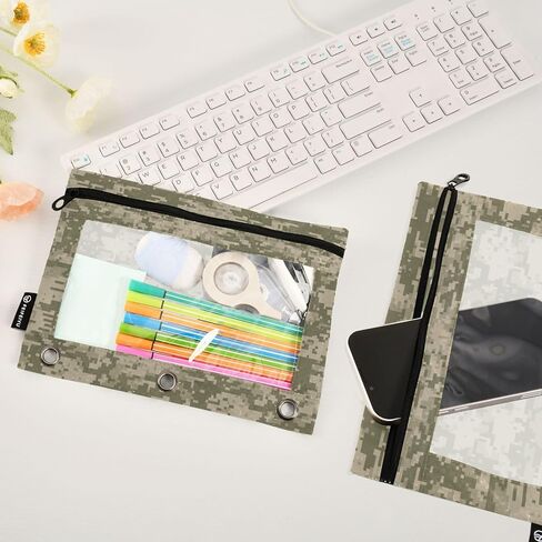 Colorful Stripe Rainbow Pencil Pouch for 3 Ring Binder Case Clear Window Stationery Bag for Organizers Office Daily College Supplies 2 Pack in Saudi Arabia