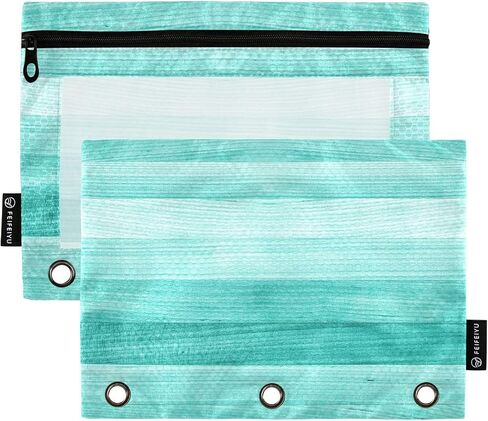 Colorful Stripe Rainbow Pencil Pouch for 3 Ring Binder Case Clear Window Stationery Bag for Organizers Office Daily College Supplies 2 Pack in Saudi Arabia