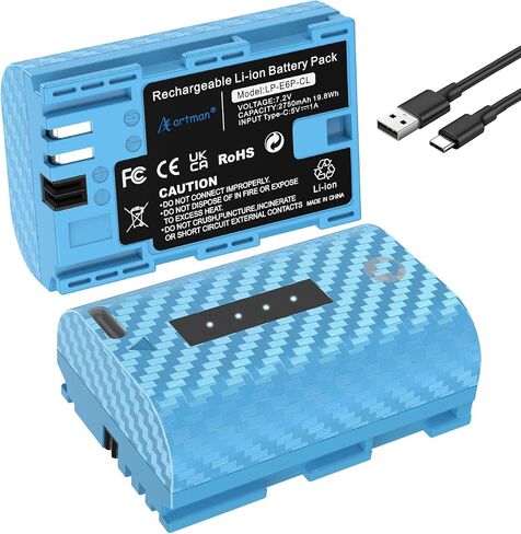 Artman 2750mAh LP-E6P Battery 2-Pack, Type-C Fast Charging,Touch Power Display, for Canon EOS R R5 R5 II R6 R6 II R7 5D II III IV 5DS R 6D 6D II 7D 7D II 60D 60Da 70D 80D 90D Cameras (Brown) in Saudi Arabia